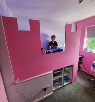 Custom built pink castle bed