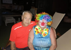 Antony Howarth with a clown