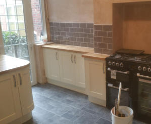 shaker kitchen with solid oak worktops