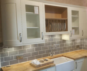 shaker kitchen with solid oak worktops, belfast sink