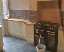 shaker kitchen with solid oak worktops