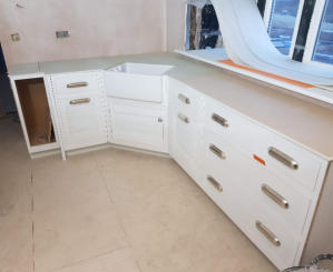 White solid wood kitchen in Stockport