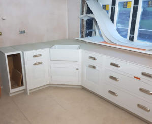 White solid wood kitchen in Stockport