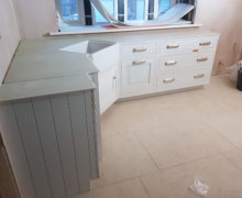 White solid wood kitchen in Stockport