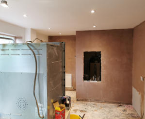 kitchen walls being plastered in Stockport