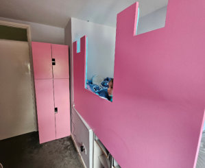 Custom built bedroom furniture in Stockport. Pink castle bed