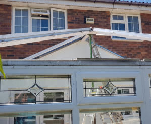 conservatory roof being removed in Bramhall