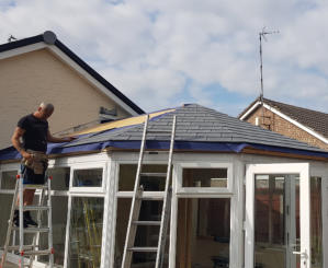 new conservatory roof being built in Bramhall, Stockport.