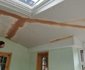 plastering a ceiling in Woodsmoor, Stockport.